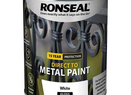 Ronseal Direct to Metal Paint White Gloss 750ml