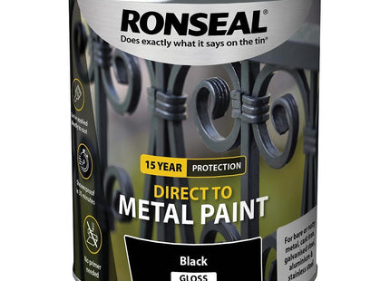 Ronseal Direct to Metal Paint Black Gloss 750ml