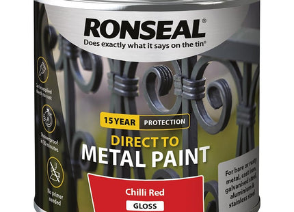 Ronseal Direct to Metal Paint Chilli Red Gloss 250ml
