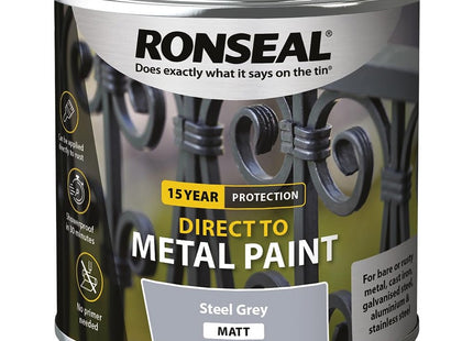 Ronseal Direct to Metal Paint Steel Grey Matt 250ml
