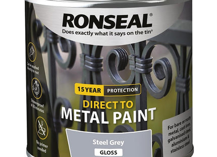 Ronseal Direct to Metal Paint Steel Grey Gloss 250ml