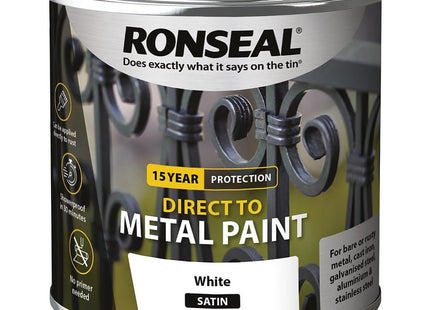 Ronseal Direct to Metal Paint White Satin 250ml