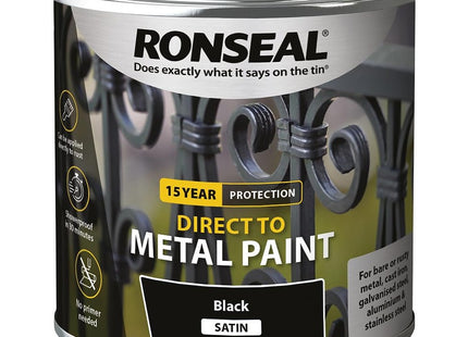Ronseal Direct to Metal Paint Black Satin 250ml