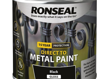 Ronseal Direct to Metal Paint Black Gloss 250ml
