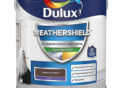 Dulux Retail Weathershield Exterior Satin Paint - Hazelnut Truffle - 2.5 Litre