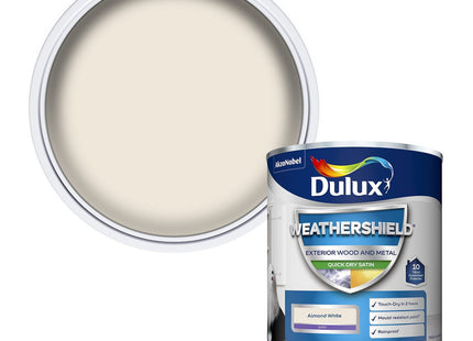 Dulux Weathershield Quick Dry Satin Paint - Almond White - 750ml 5362494
