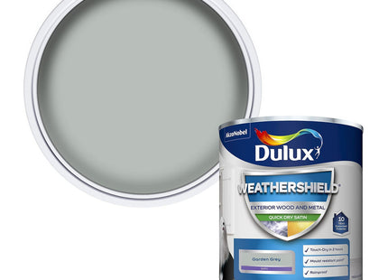 Dulux Weathershield Quick Dry Satin Paint - Garden Grey - 750ml 5362493