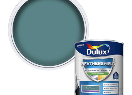 Dulux Weathershield Quick Dry Satin Paint - Teal Voyage - 750ml 5362495