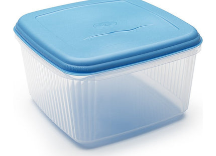 Addis 10 Litre Square Lunchbox Food Container. Transparent With A Blue Lid.