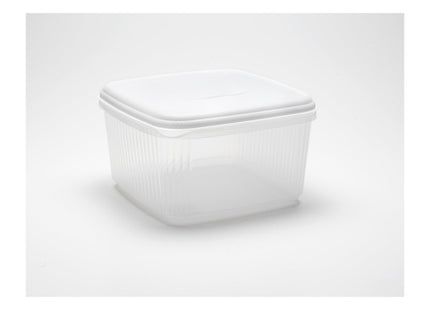 Addis 10 Litre Square Lunchbox Food Container. Transparent With A Blue Lid.