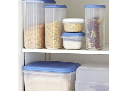 Addis 10 Litre Square Lunchbox Food Container. Transparent With A Blue Lid.