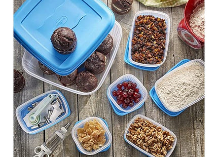 Addis 10 Litre Square Lunchbox Food Container. Transparent With A Blue Lid.