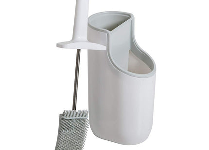Addis Premium Toilet Brush & Storage Station Set with deep clean flexible Silicone Toilet Brush with non Slip Long Handle and Anti clog 518672