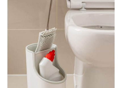 Addis Premium Toilet Brush & Storage Station Set with deep clean flexible Silicone Toilet Brush with non Slip Long Handle and Anti clog 518672