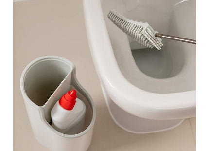 Addis Premium Toilet Brush & Storage Station Set with deep clean flexible Silicone Toilet Brush with non Slip Long Handle and Anti clog 518672