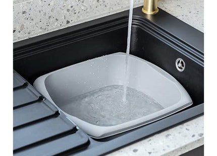 Addis Eco Made from 100% Recycled Plastic Large Rectangular Washing Up Bowl, 9.5 Litre, Light Grey 518459