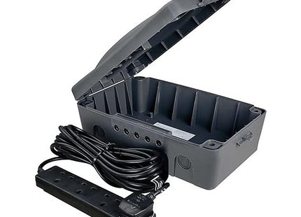 Masterplug -MP Weatherproof Electric Box for Outdoors with Four Socket 10 Metre Extension Lead, 351 x 220 x 126.5 mm, Dark Grey WBXBFG10B