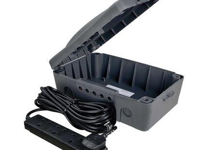 Masterplug -MP Weatherproof Electric Box for Outdoors with Four Socket 10 Metre Extension Lead, 351 x 220 x 126.5 mm, Dark Grey WBXBFG10B