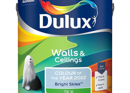 Dulux Walls & Ceilings Silk Emulsion Paint - Bright Skies - 2.5 Litre (Package may vary) 5599871