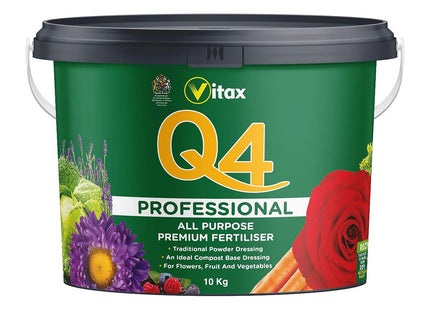 Vitax Q4 Fertiliser, Plant Food Enriched With Organic Nutrients, More Flowers, Bigger Yields, Slow Release -10kg