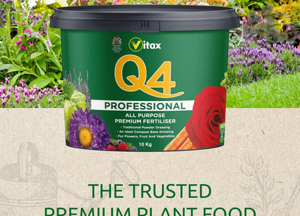 Vitax Q4 Fertiliser, Plant Food Enriched With Organic Nutrients, More Flowers, Bigger Yields, Slow Release -10kg