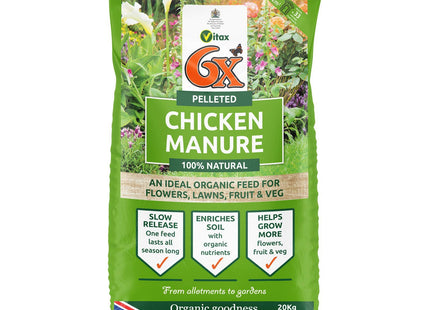 Vitax 6X strength Pelleted Chicken Manure. 1 Bag of (1 X 20kg )