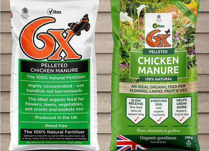 Vitax 6X strength Pelleted Chicken Manure. 1 Bag of (1 X 20kg )