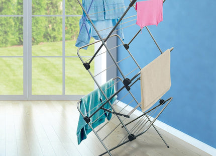 Vileda Sprint 3-Tier Clothes Airer, Indoor Clothes Drying Rack with 15 m Washing Line