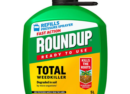 Roundup Fast Action Total Weedkiller Refill - 5 Litre - Glyphosate-Based Garden Weed Control - Kills Roots for Long-Lasting Results