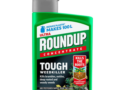 Roundup Tough Weedkiller Concentrate 1 Litre - Powerful Concentrated Weed Killer for Tough Weeds, Makes up to 100 Litre