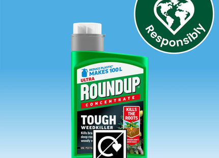 Roundup Tough Weedkiller Concentrate 1 Litre - Powerful Concentrated Weed Killer for Tough Weeds, Makes up to 100 Litre