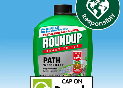 Roundup Path Weedkiller, Ready to Use, Refill for Pressure Sprayer, 5 Litre