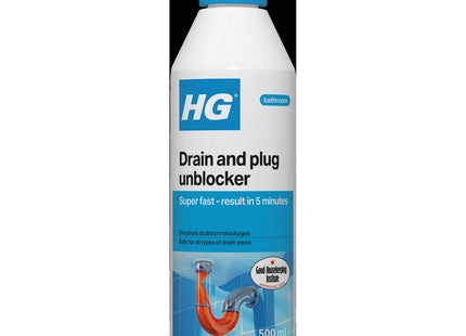 HG Drain and Plug Unblocker Clears Blocked Sinks & Showers 500ml