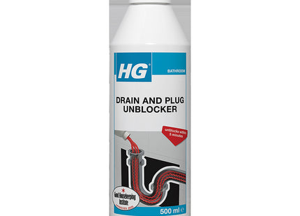 HG Drain and Plug Unblocker Clears Blocked Sinks & Showers 500ml