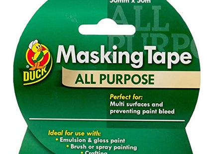 Shurtape Duck Tape All Purpose Masking Tape 50mm x 50m, indoor painting and decorating for multi surfaces prevent paint bleed