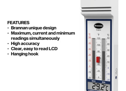 Brannan Digital Max Min Thermometer- Perfect for use in Greenhouse Garden or Home Easily monitor maximum & minimum temperatures
