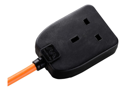Masterplug One Socket Single Outdoor Extension Lead, 10 Metre Cable, Heavy Duty, 1-Way Plug Extension Cable 1g BOG10O Orange