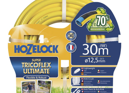 Hozelock Ultimate Hose 12.5mm x 30m, Up To 70% Recycled PVC, Ultra-Light and Flexible, Anti-Twist and Anti-Crush Technology [7830P0000]