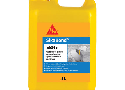 Everbuild Sika SikaBond SBR Waterproof General Purpose Bonding Agent and Admixture for Mortar, Screeds and Renders - 5 Litre, White