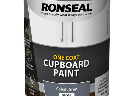 Ronseal One Coat Cupboard Paint Cobalt Grey Gloss 750ml 39370