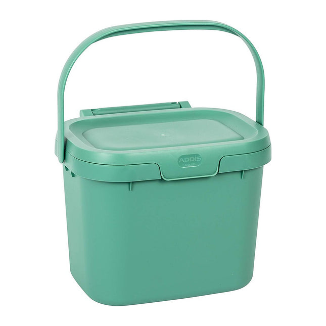 Addis Everyday Kitchen Food Waste Compost Caddy Bin, 4.5 Litre, Sage Green 518534