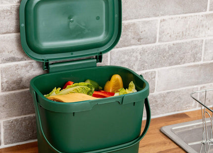 Addis Everyday Kitchen Food Waste Compost Caddy Bin, 4.5 Litre, Sage Green 518534