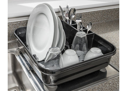 Addis Premium Plastic Dish Draining Station Rack, Plastic, White Grey, 38 x 41 x 11 cm