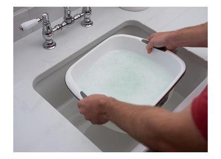 Addis Premium Soft Grip Large Rectangular Washing Up Bowl, 9.5 Litre, White and Grey