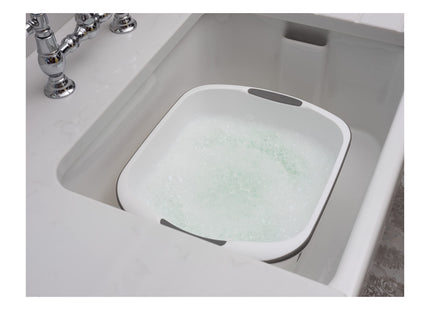 Addis Premium Soft Grip Large Rectangular Washing Up Bowl, 9.5 Litre, White and Grey