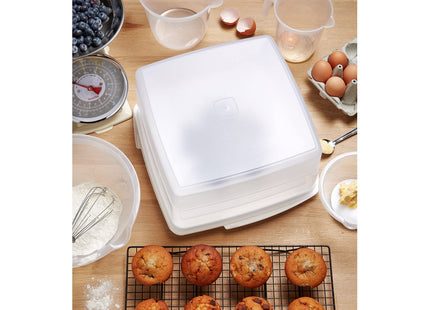Addis Cake Store with Lid, Fits up to 31.5cm (12 Inch) Round or Square Cakes, Dishwasher Safe