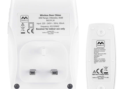 Masterplug Plug-in DoorBell with a 30 Metre Range