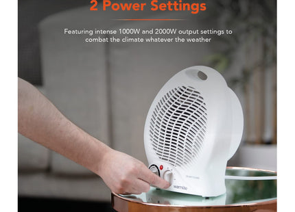 Warmlite Thermo Fan Heater with 2 Heat Settings and Overheat Protection, White, 2000 W WL44002