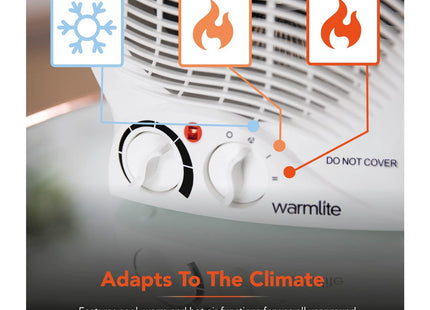 Warmlite Thermo Fan Heater with 2 Heat Settings and Overheat Protection, White, 2000 W WL44002