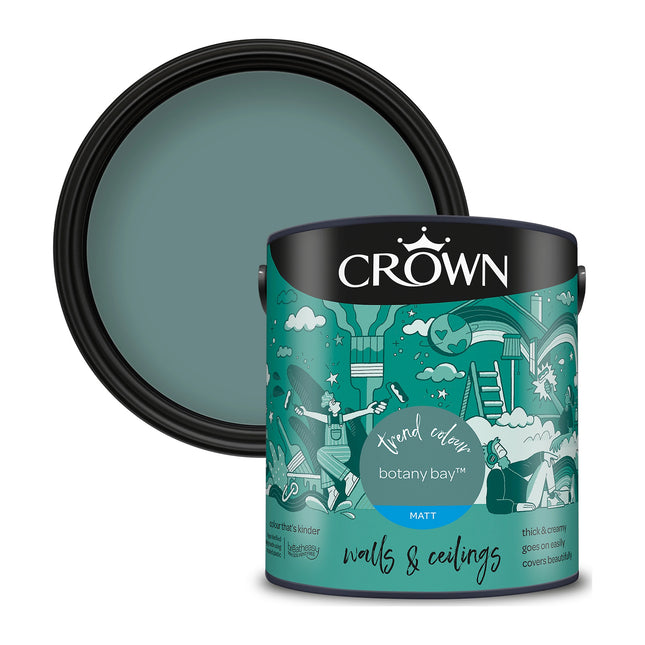 Crown Walls & Ceilings Matt Emulsion Paint Botany Bay 2.5 Litre